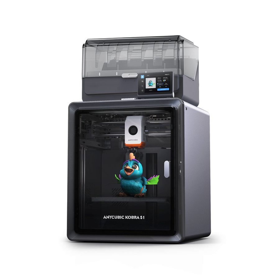 Anycubic Kobra S1 Combo: закрытый принтер с боксом ACE Pro сверху и мультиколор-печатью внутри