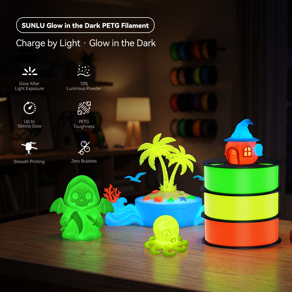 SUNLU PETG Glow in the Dark — светящийся филамент 2