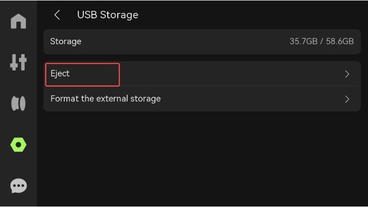 Безопасное извлечение USB в настройках P2S