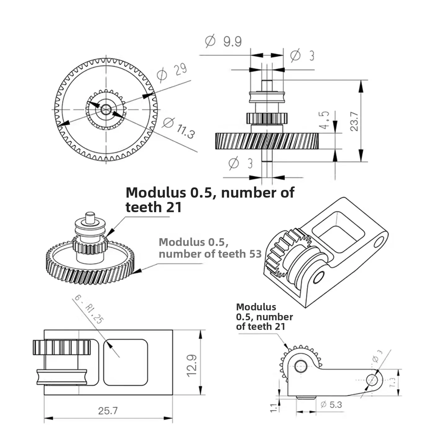 Шестерня экструдера X1/P1P/S 3D Printer Part для Bambu Lab 3