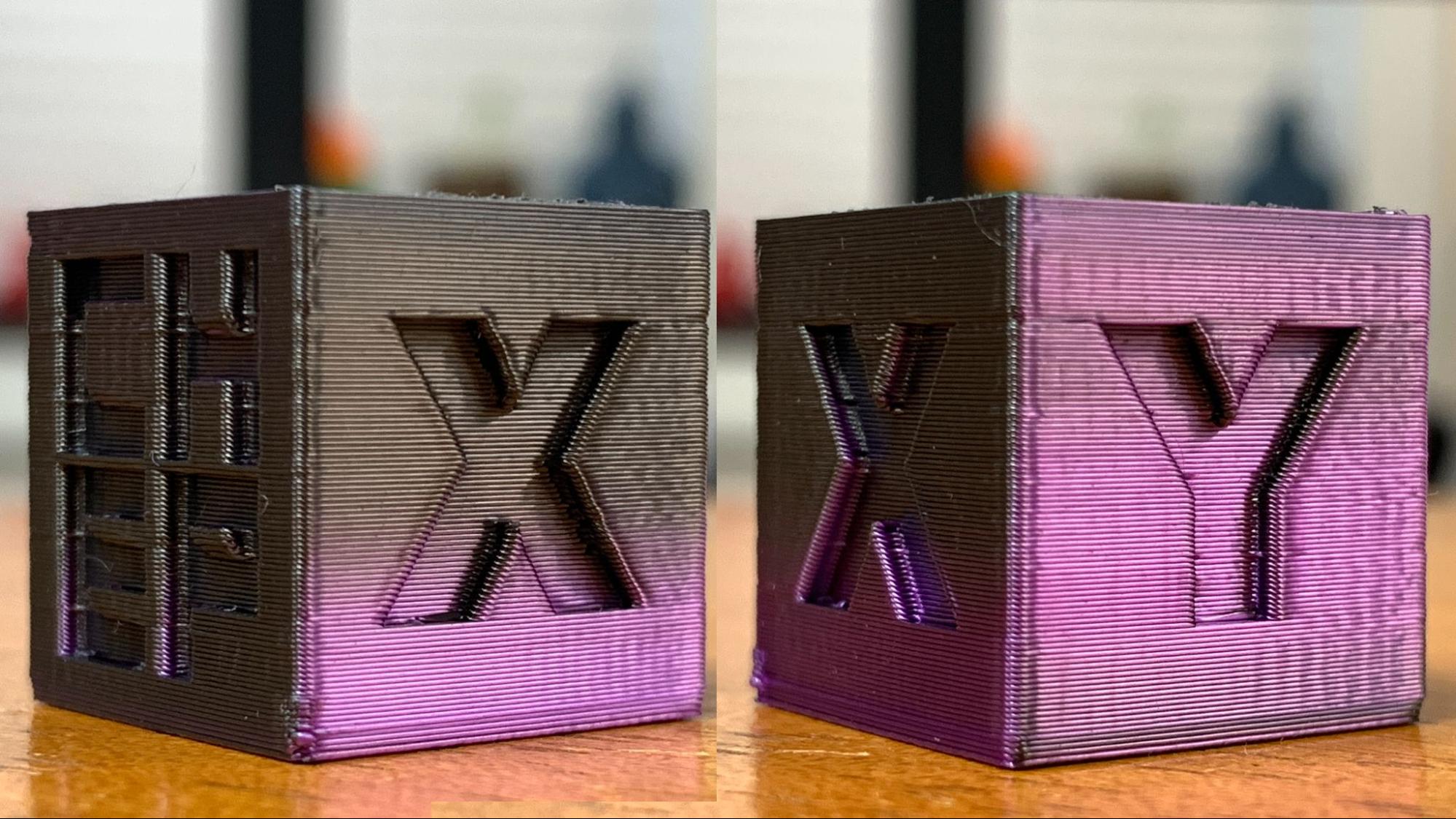 CHEP calibration cube on the Ender-3 V3 KE — slight Y-axis ghosting