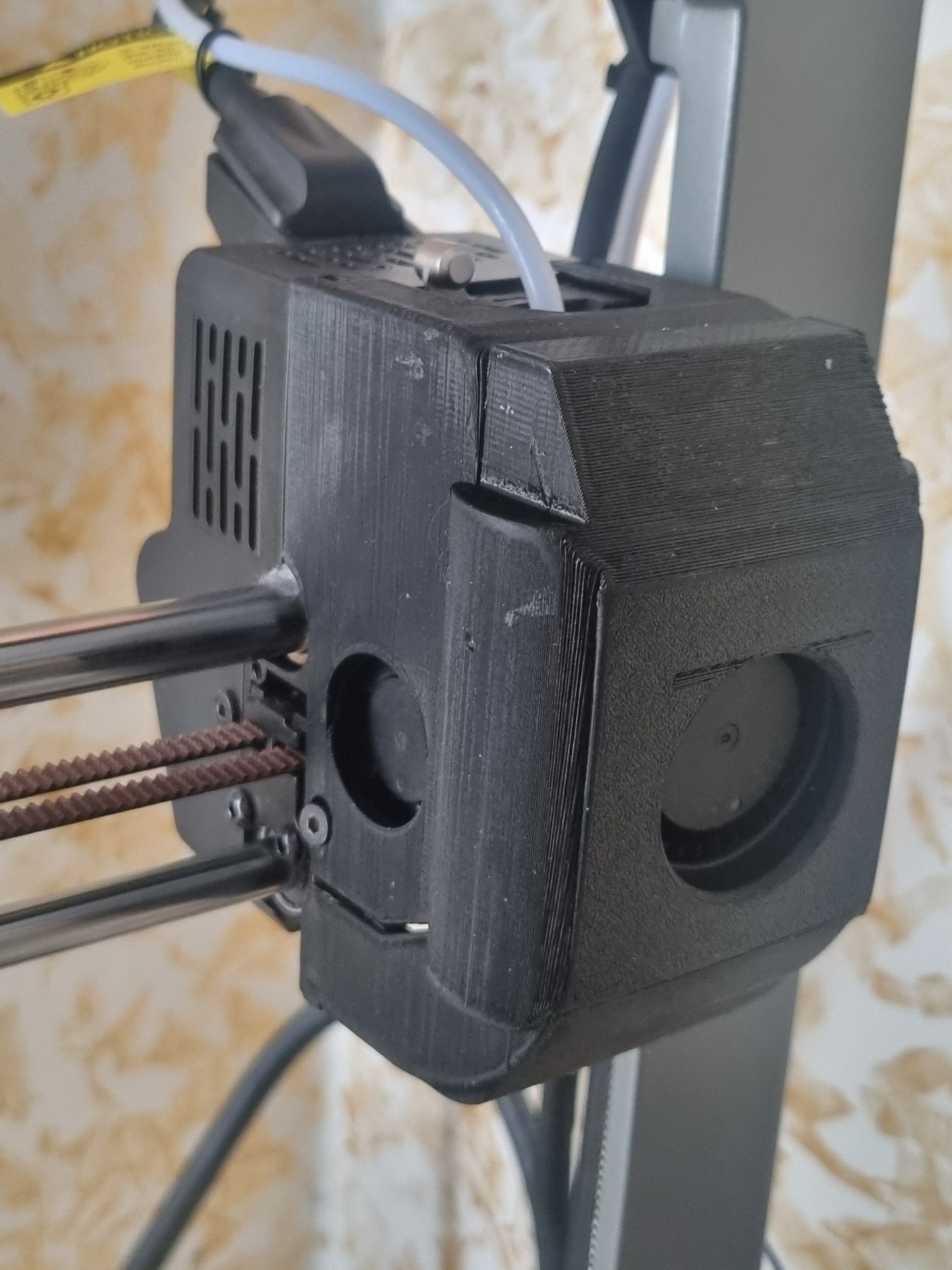 Printed Ender-3 V3 CoreXZ toolhead housing built around a 5015 blower