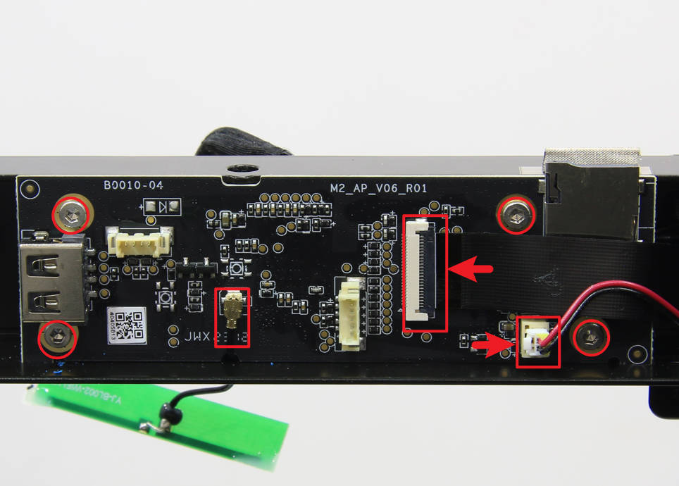 AP Board P1P with connected FPC ribbons