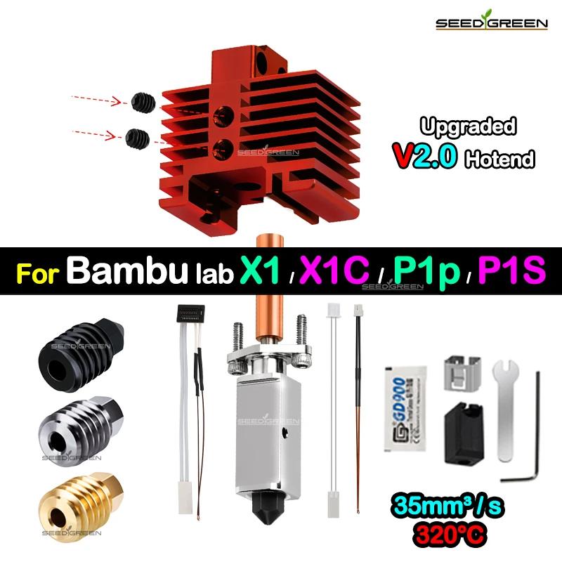 Хотенд TZ 2.0 апгрейд для Bambu Lab P1S/P1P/X1C — биметалл и закалённые сопла 2