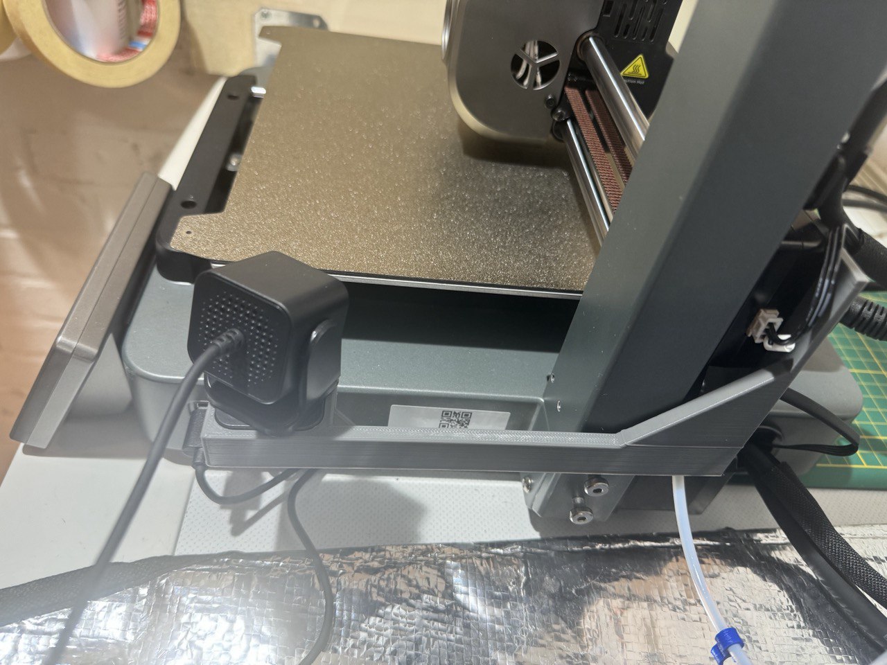 Nebula camera on a community-printed bracket in front of an Ender-3 V3 bed