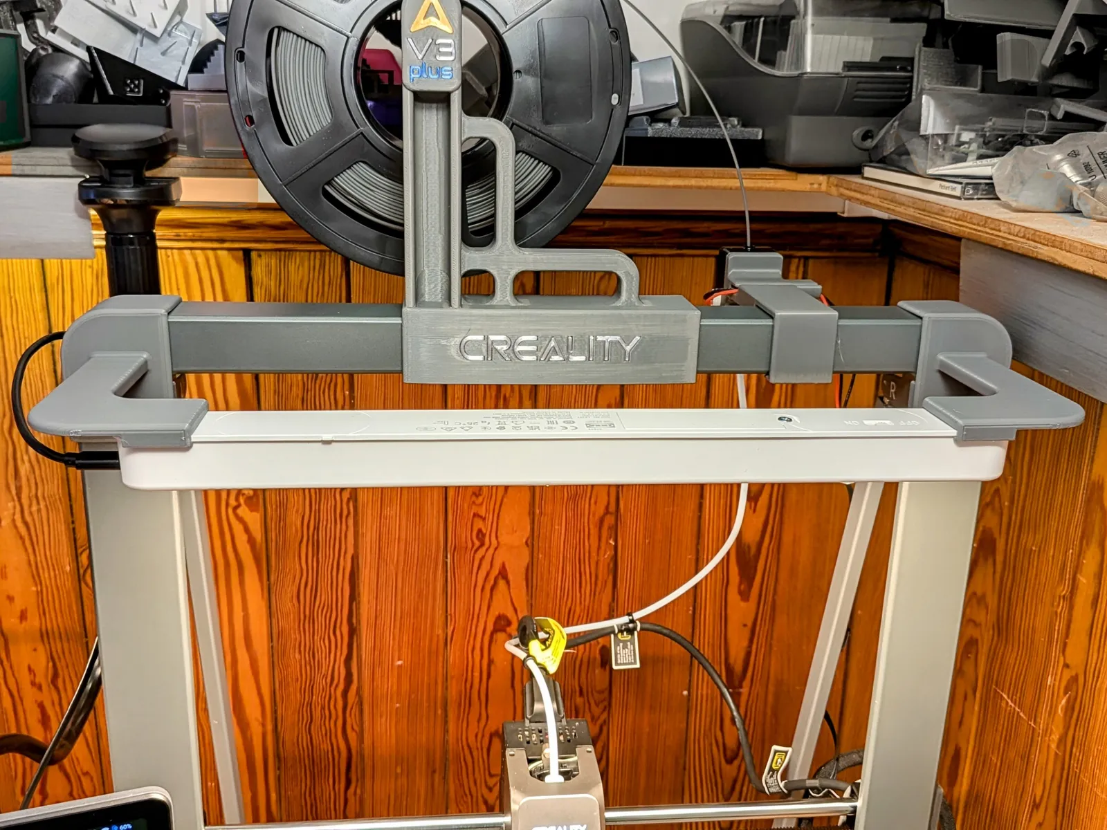 Верхний держатель катушки EBD Design на Ender-3 V3 Plus — общий вид установки