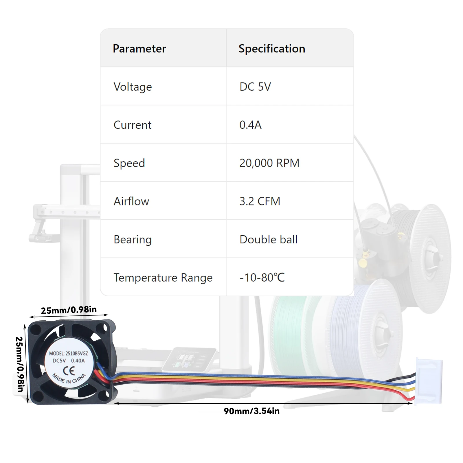 Вентилятор охлаждения хотенда 2510 для Bambu Lab A1 3