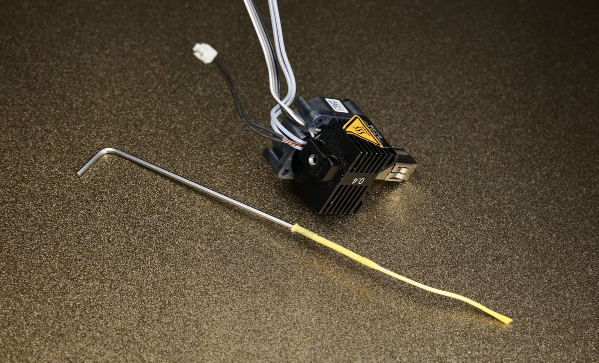 Extracted carbonized plastic from hotend