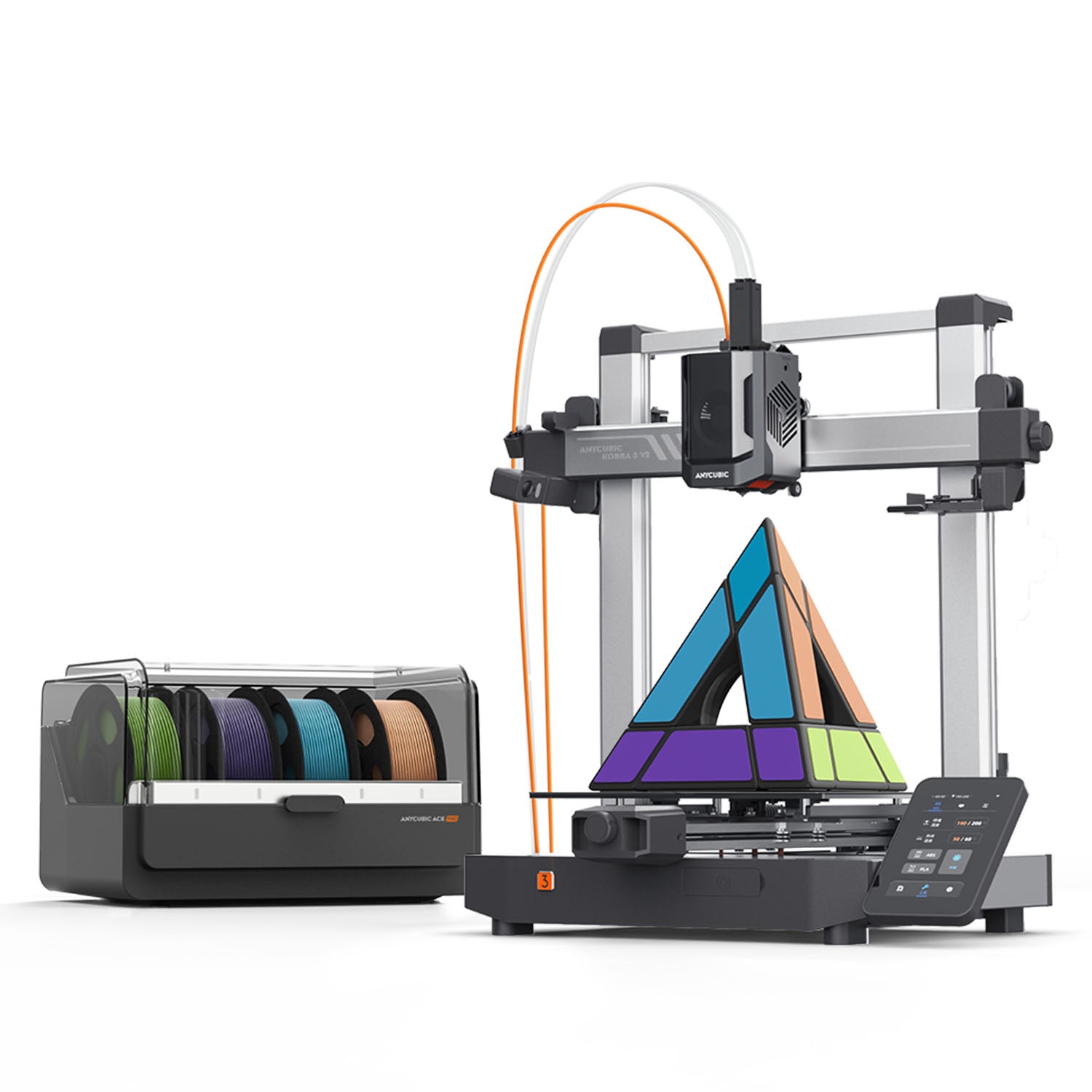 Anycubic Kobra 3 V2 печатает четырьмя цветами с блоком ACE Pro