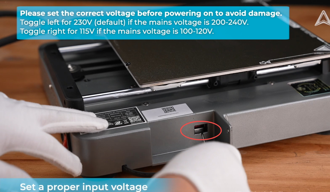 Переключатель напряжения switch на блоке питания: 230V / 115V