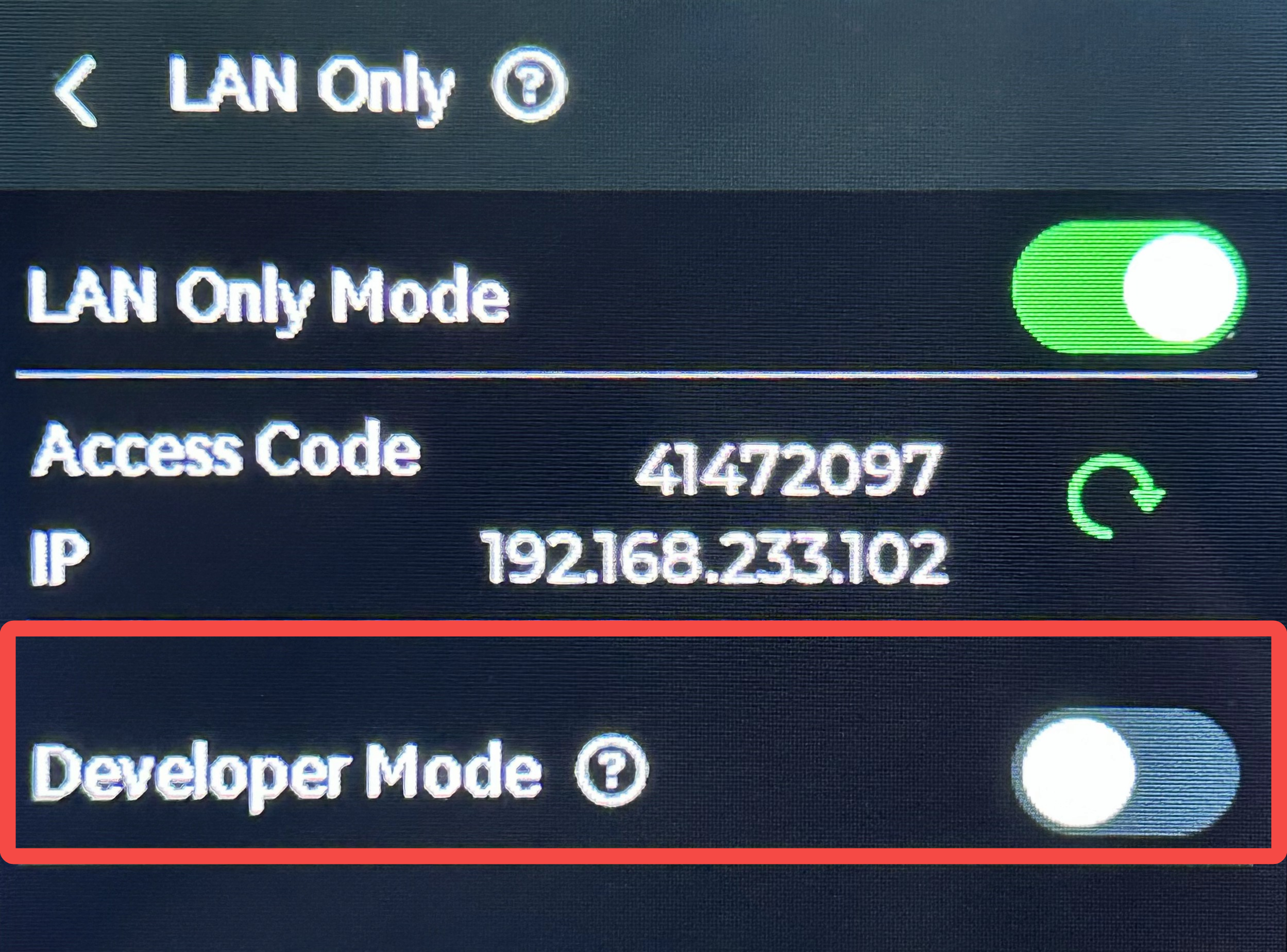Developer Mode на A1 — шаг 4