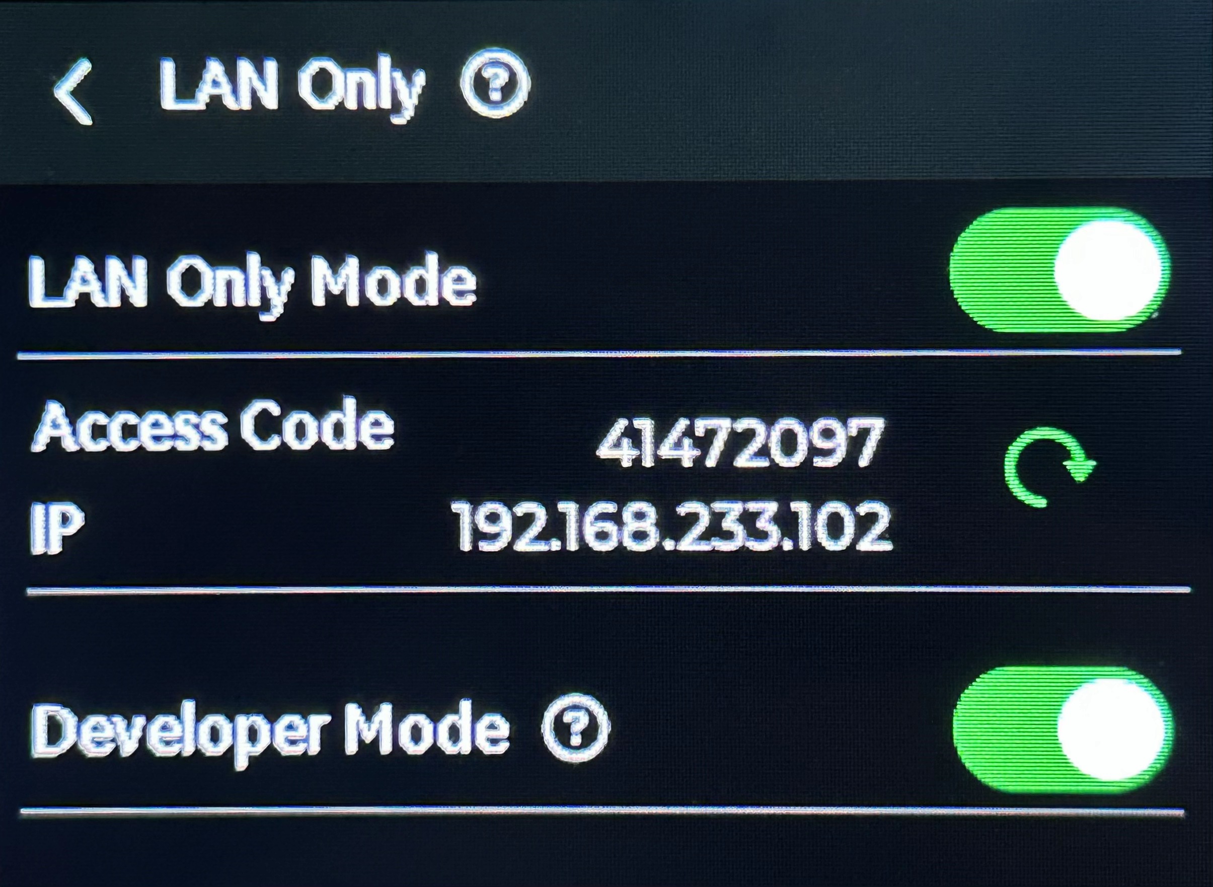Developer Mode на A1 — шаг 6