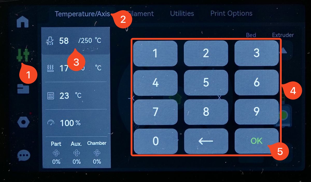 Heat nozzle to 250°C