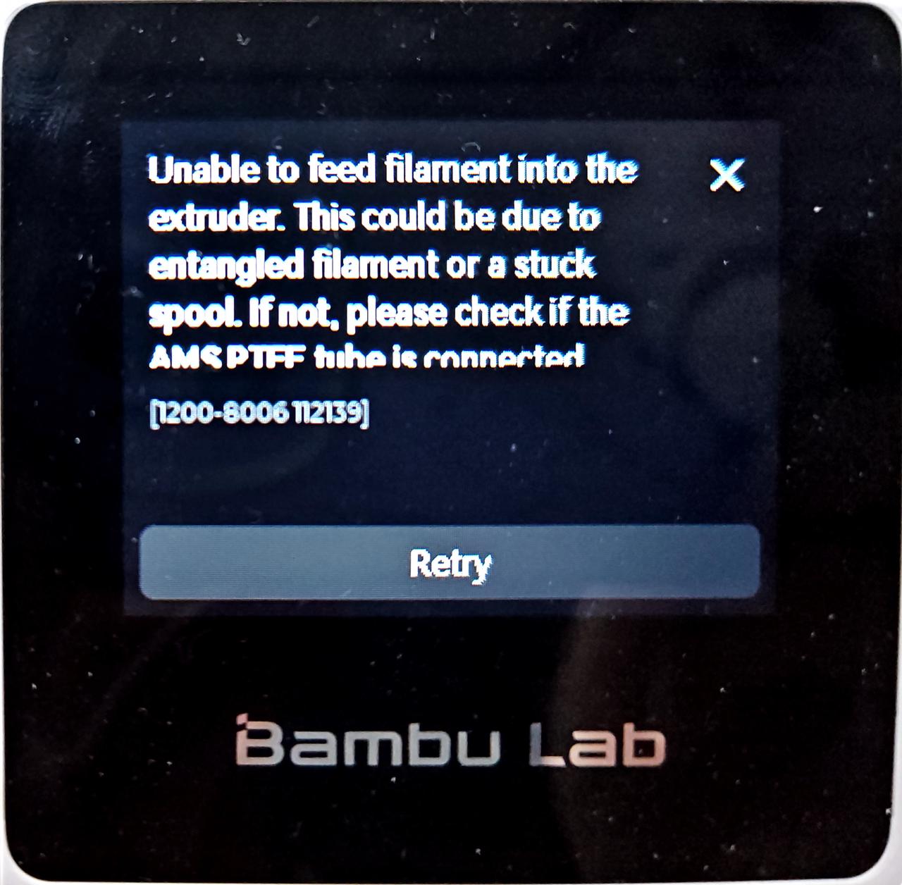 Ошибка загрузки AMS Lite на экране A1