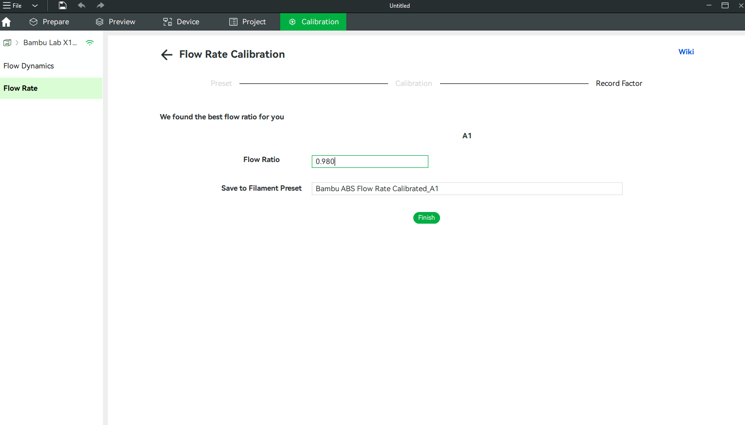 Flow-rate calibration results — visual scoring