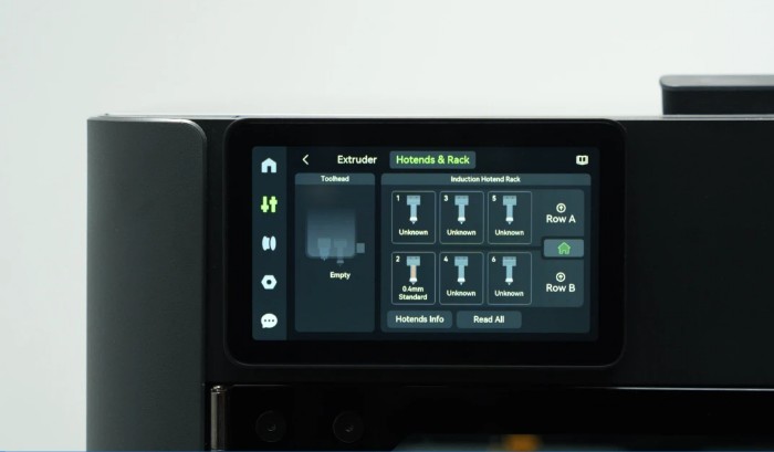 Рейка Vortek с установленными индукционными хотендами H2C