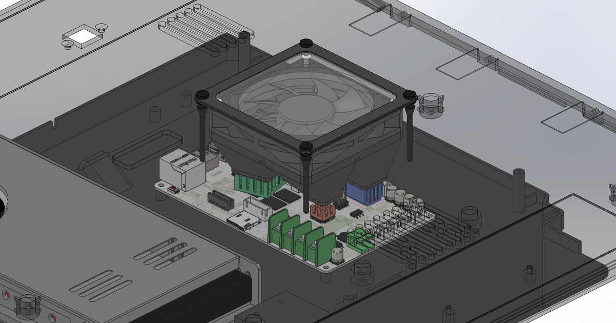 Fan mounted above the QIDI Q1 Pro mainboard on printed standoffs