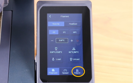 Пункт Adjust для подстройки Z-offset на ходу