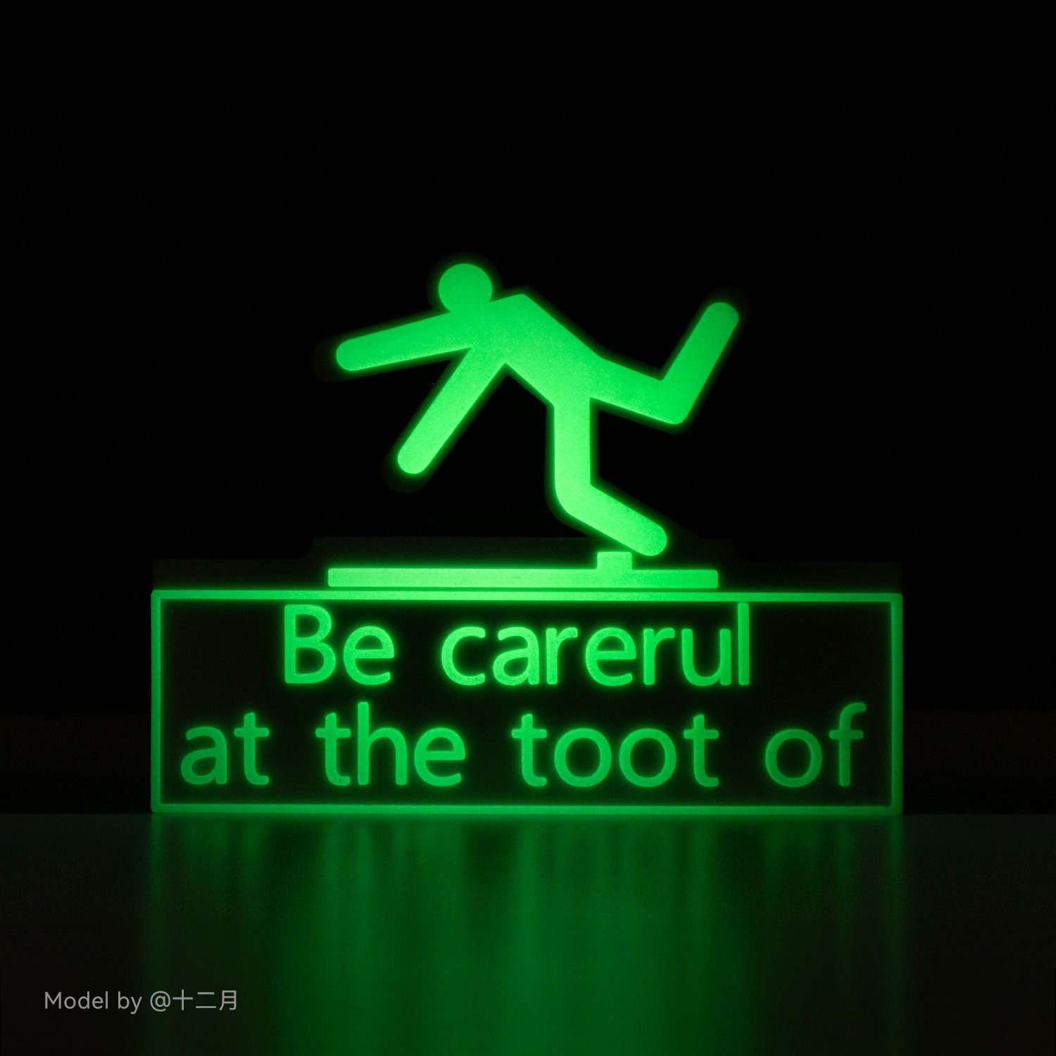 Glow-in-the-dark sign printed in Anycubic PLA Glow