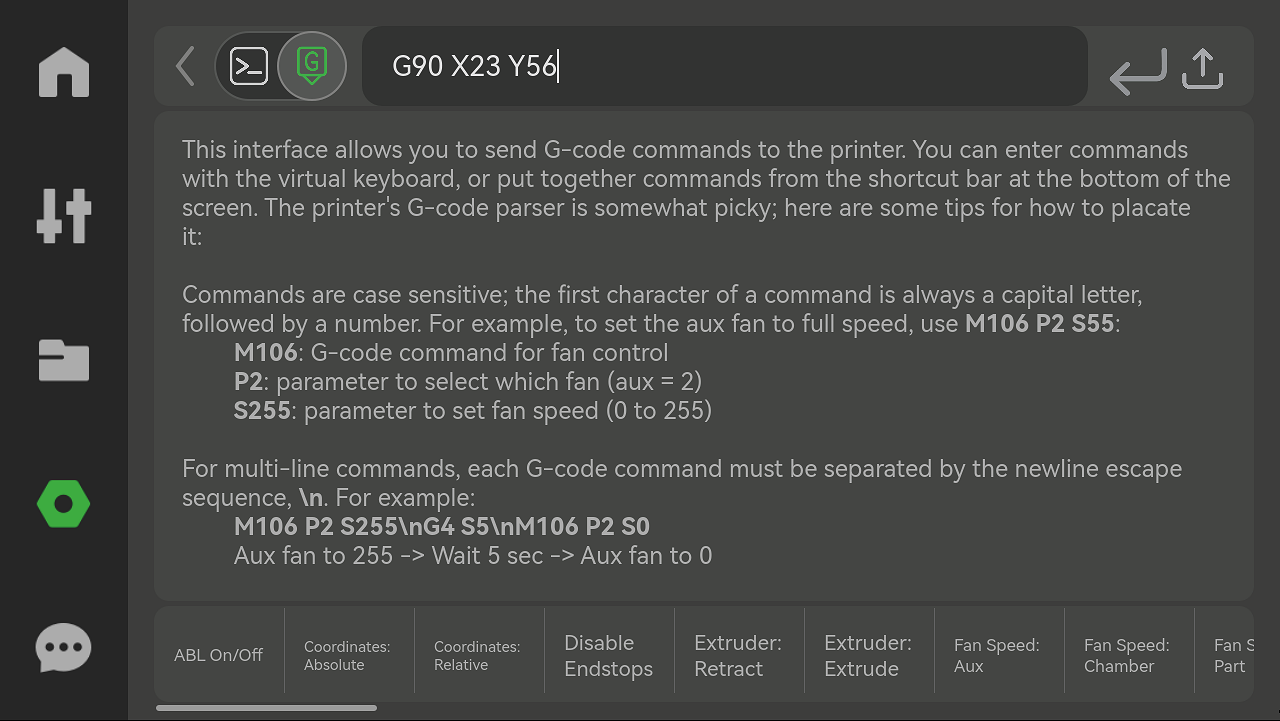 Терминал G-code в X1Plus