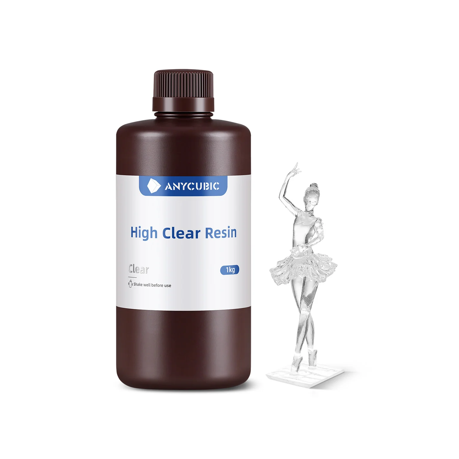Прозрачная фигура балерины, напечатанная смолой Anycubic High Clear Resin