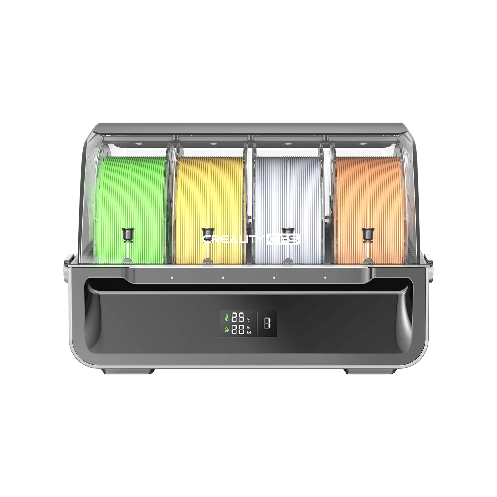 Creality CFS — система многоцветной печати с четырьмя катушками, дисплеем и контролем влажности