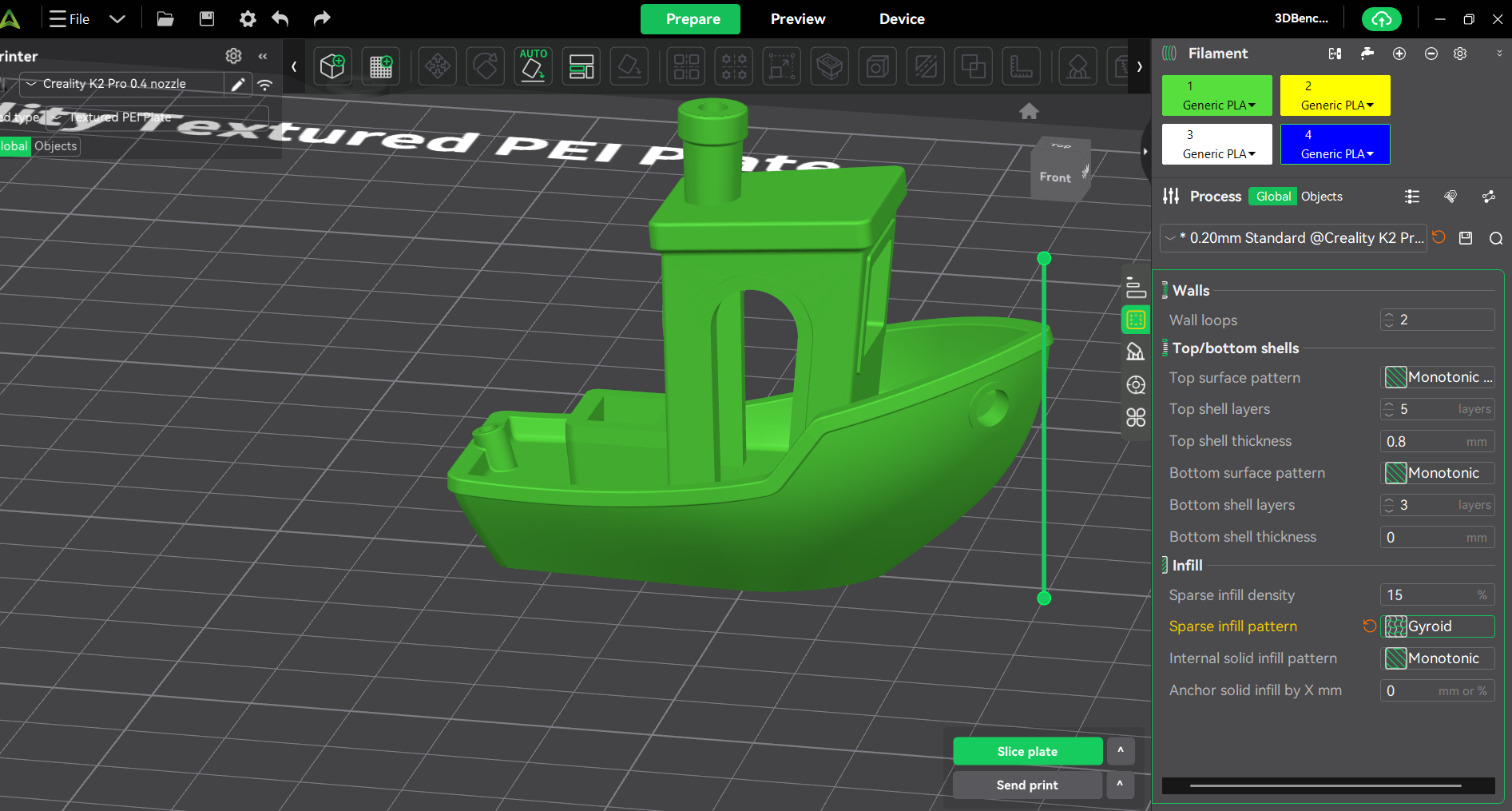 Интерфейс Creality Print 6.3 (на основе Orca Slicer и Cura)