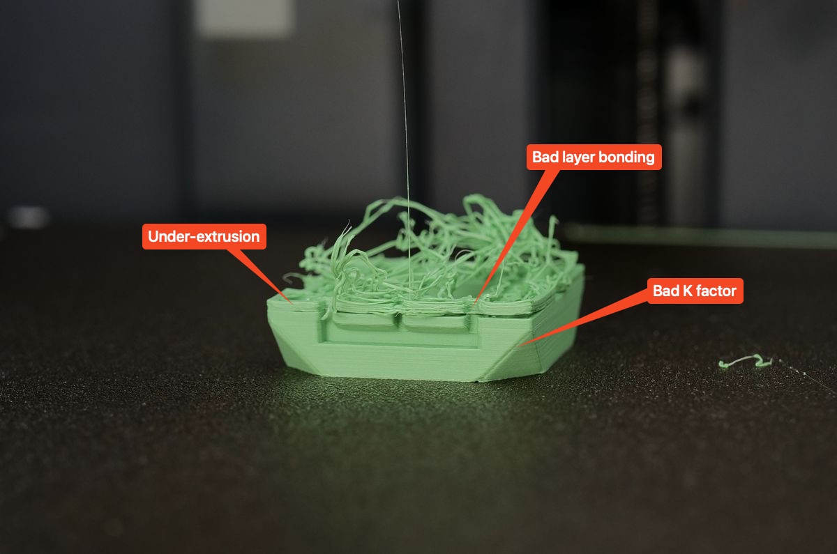 Частичный засор — пластик закручивается при экструзии