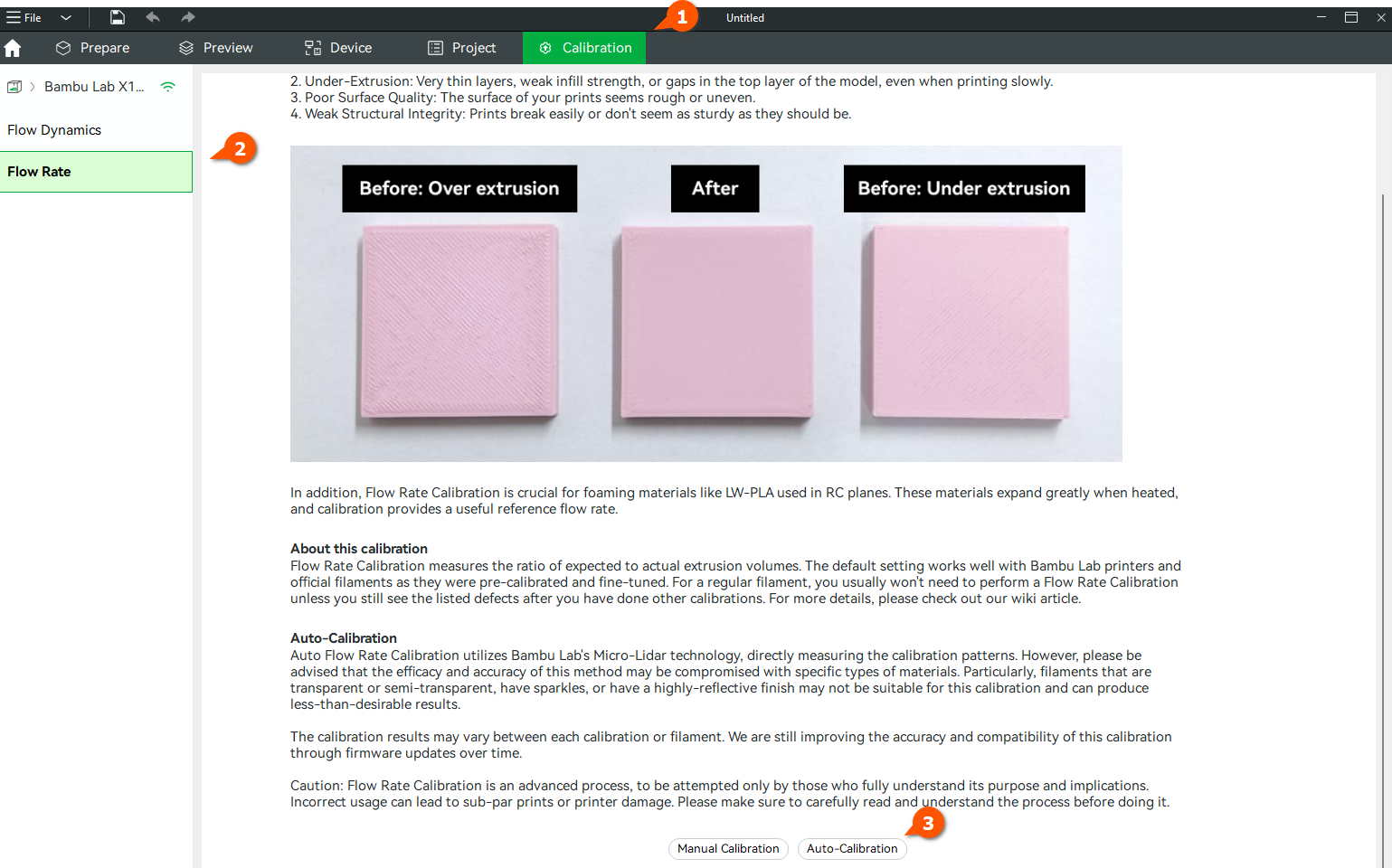 Manual flow rate calibration in Bambu Studio