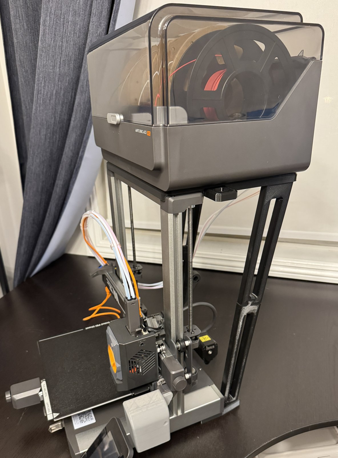 ACE Pro на печатной верхней стойке над Anycubic Kobra 3