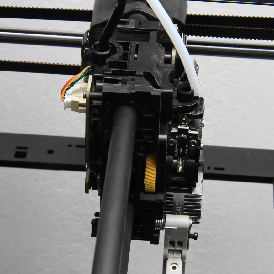 Toolhead without cover — TH Board and Extruder Connection Board visible