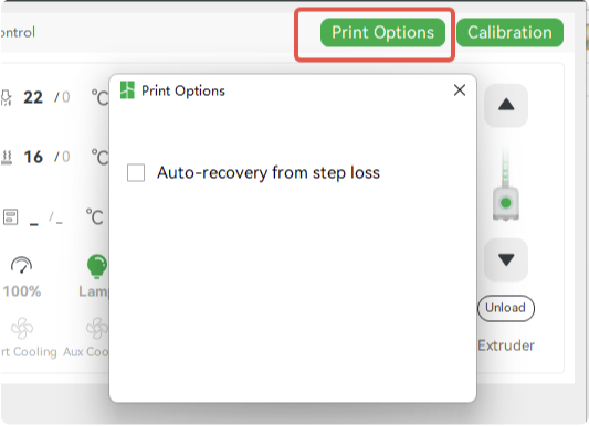Настройка автовосстановления P1S в Bambu Studio