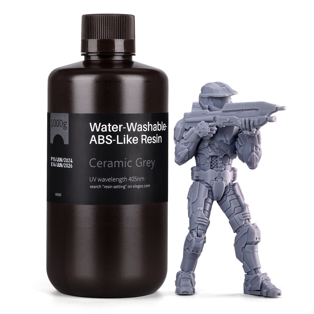 ELEGOO Water-Washable ABS-Like Resin — прочный водосмываемый фотополимер 405 нм