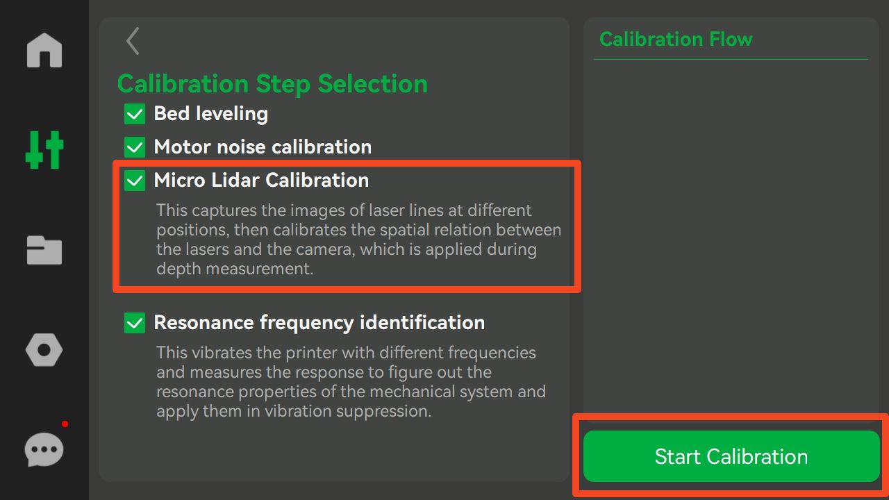 Подтверждение калибровки Micro LiDAR