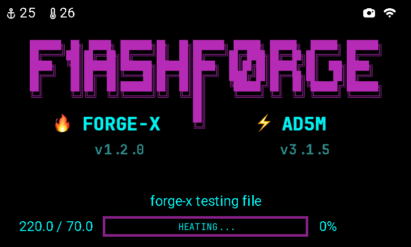 Экран Feather в прошивке Forge-X: версия мода и прогрев