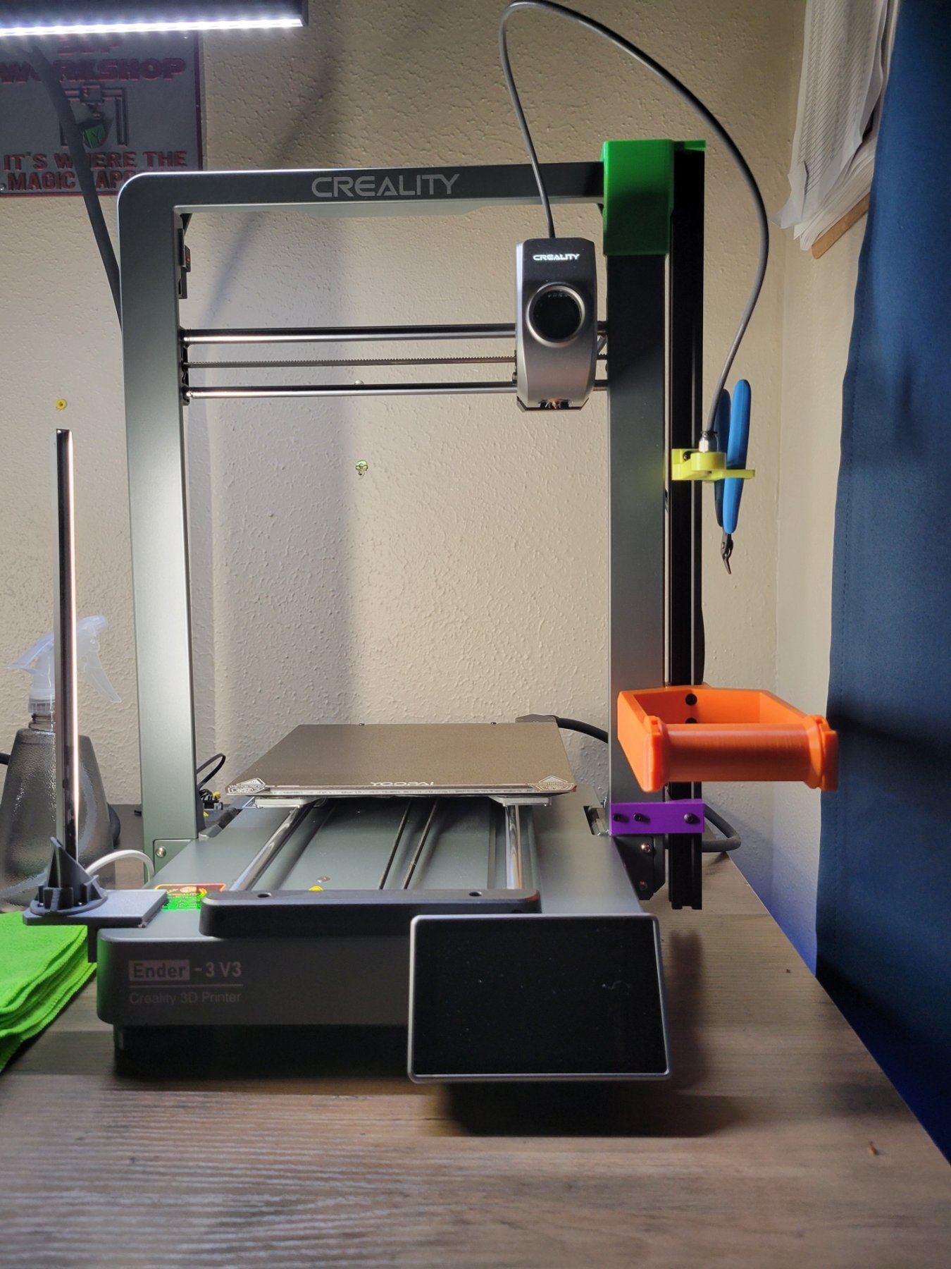 Creality Ender-3 V3 CoreXZ with a 2020 extrusion on the frame, a Nebula camera and printed holders