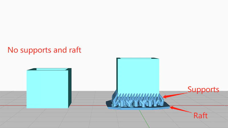Добавление плота (raft) под модель — увеличивает площадь сцепления с платформой