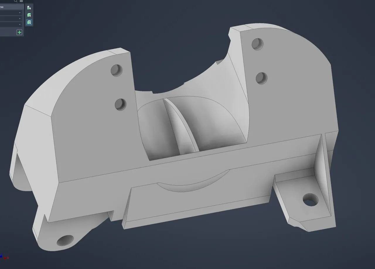 CAD-модель печатного dual-flow воздуховода обдува для печатающей головки QIDI Q2
