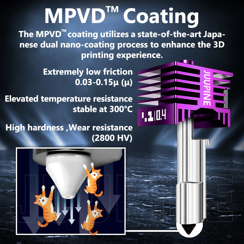 Хотенд JUUPINE с MPVD-покрытием для Bambu Lab P2S / H2D / H2S / A1 Mini 3