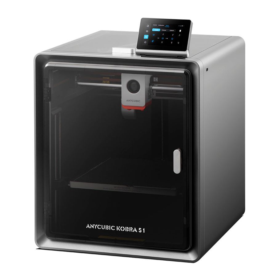Anycubic Kobra S1: закрытый корпус с прозрачной дверцей и экраном сверху
