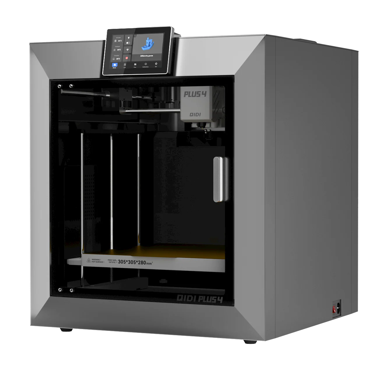 QIDI Plus4 в три четверти — закрытый стальной корпус CoreXY с ручками для переноски