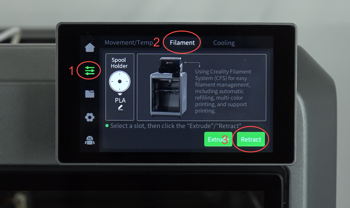 Меню Retract K2 Plus