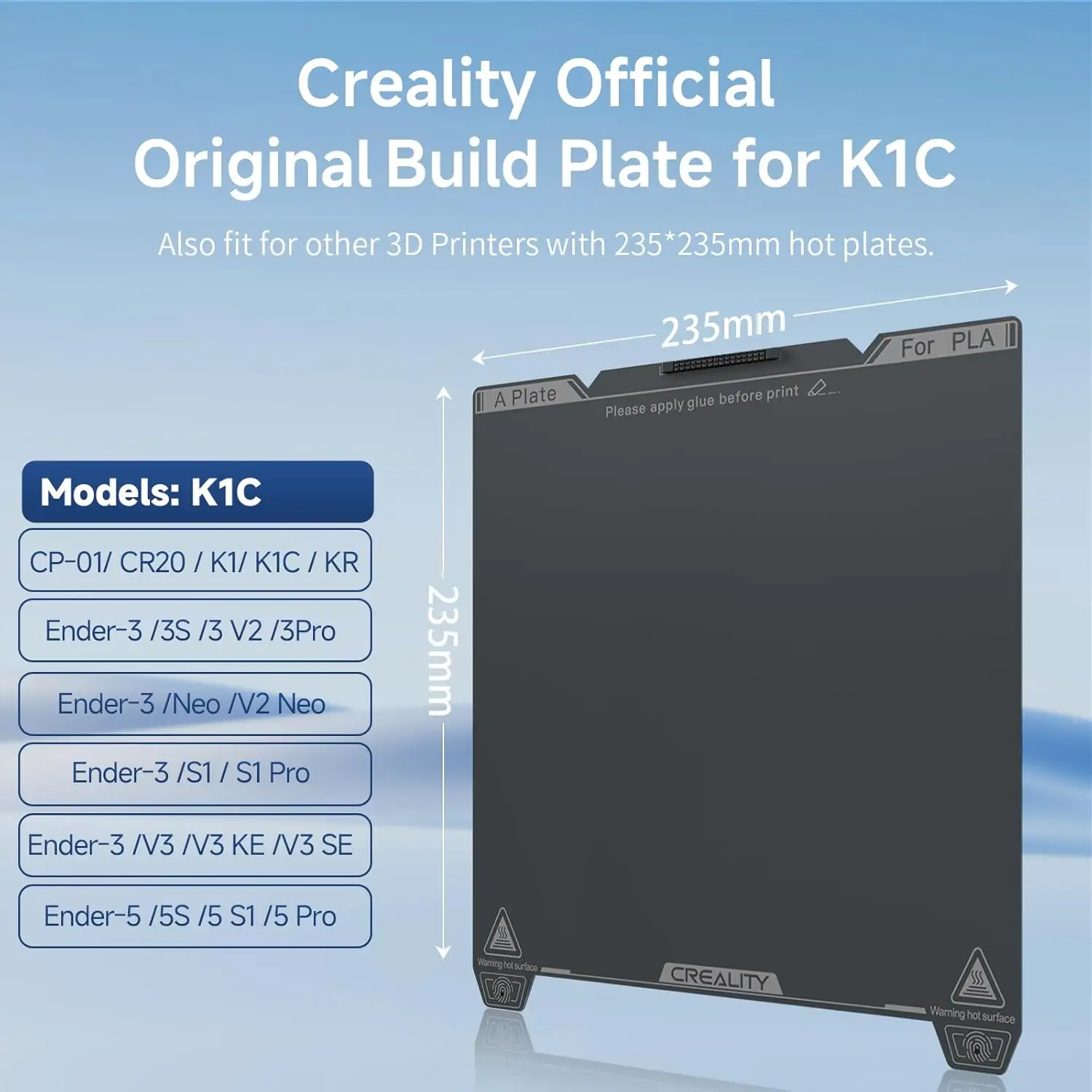 Стол Creality Ender 3 V3 SE 235×235 мм для SE / KE / K1C / K1 SE 3