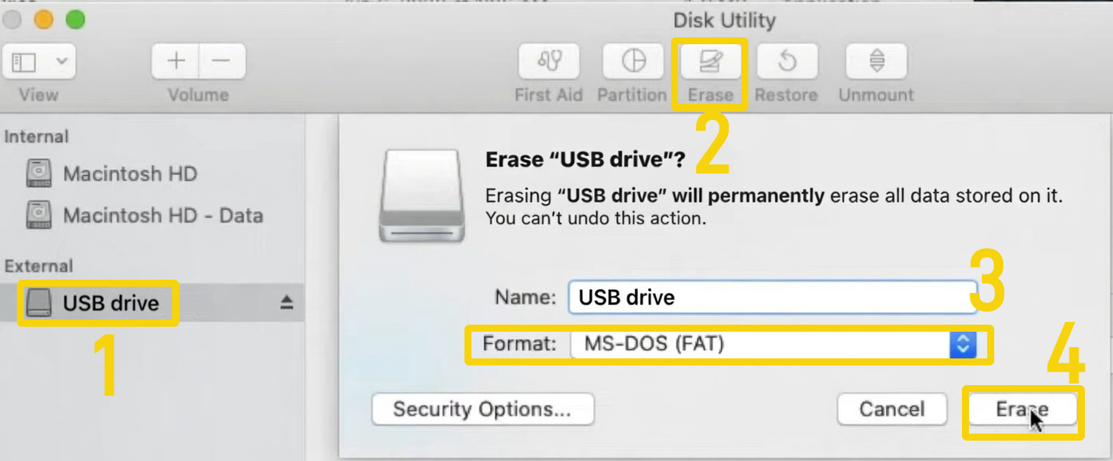 Форматирование флешки в FAT32 на macOS