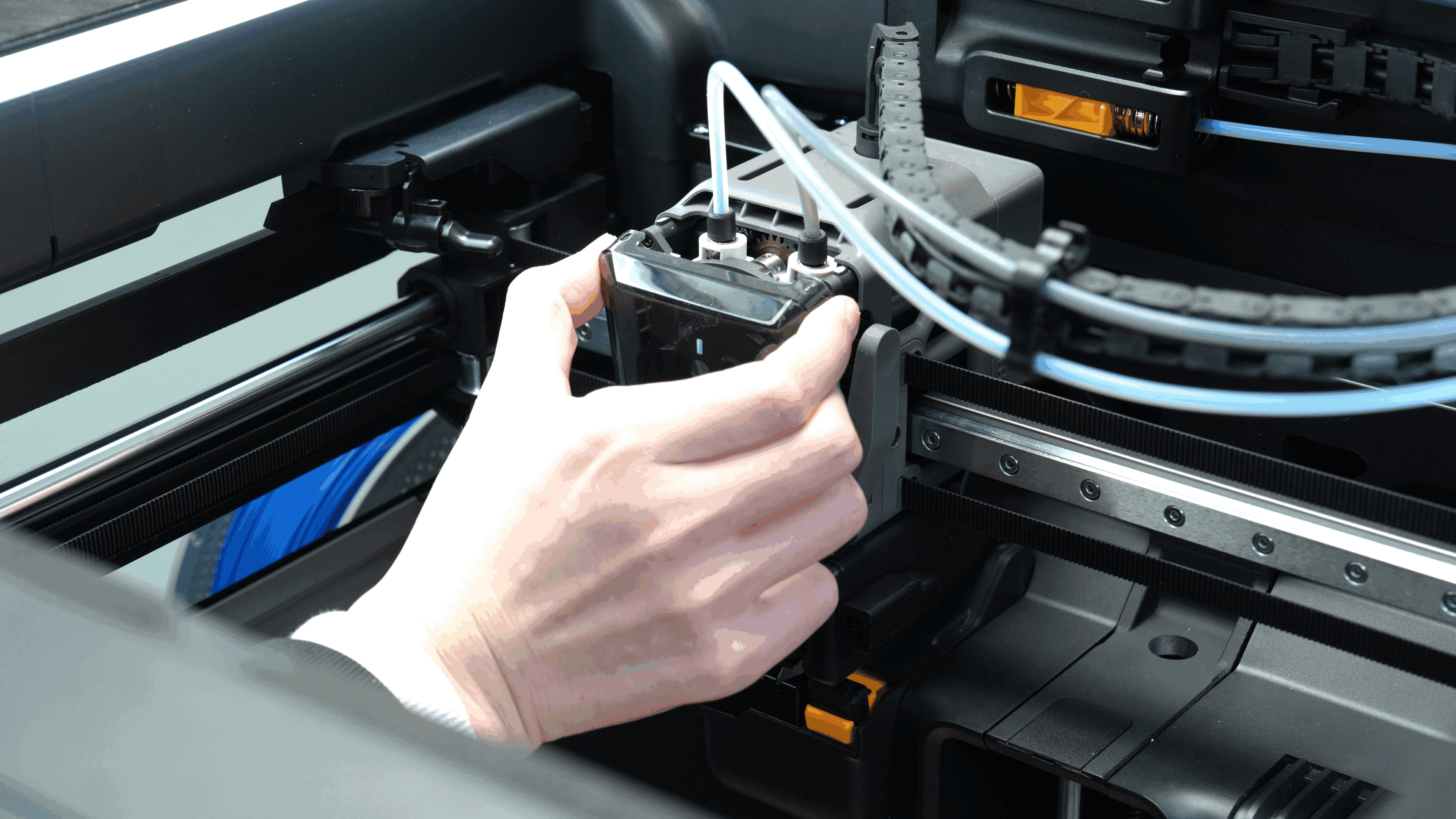 Открытый тулхед H2D — снятие крышки и PTFE-трубки для очистки TPU