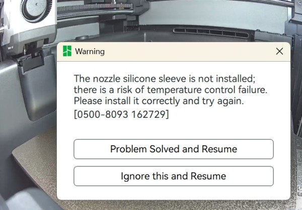 Hotend silicone sock detection — AI проверка