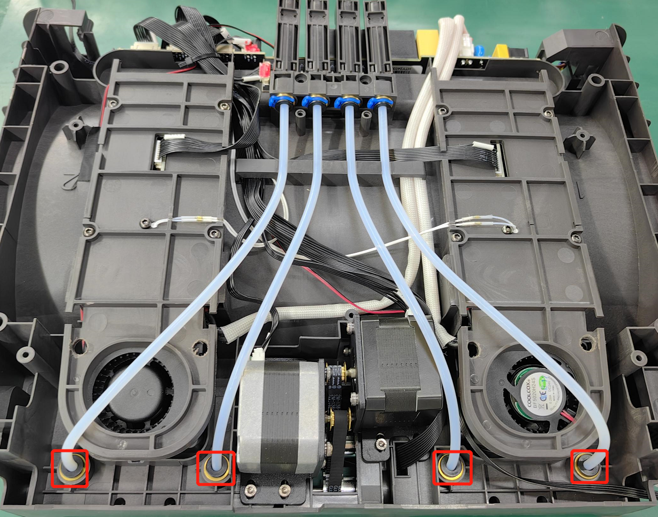 ACE Pro buffer mechanism and four PTFE tubes with blue collets