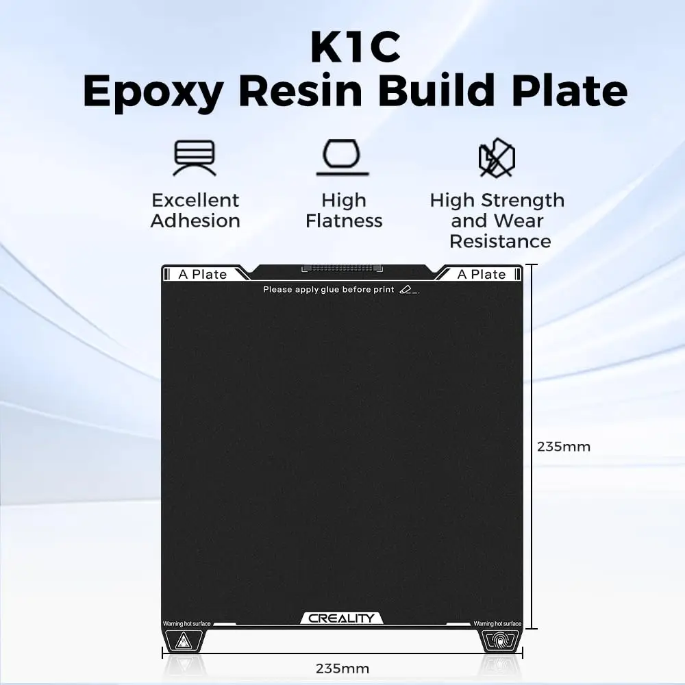Creality K1C Epoxy Build Plate with Nozzle Cleaner 235×235mm 2