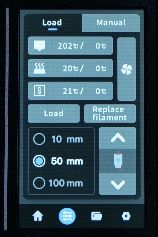 QIDI Q1 Pro touchscreen UI on Klipper — the filament load screen