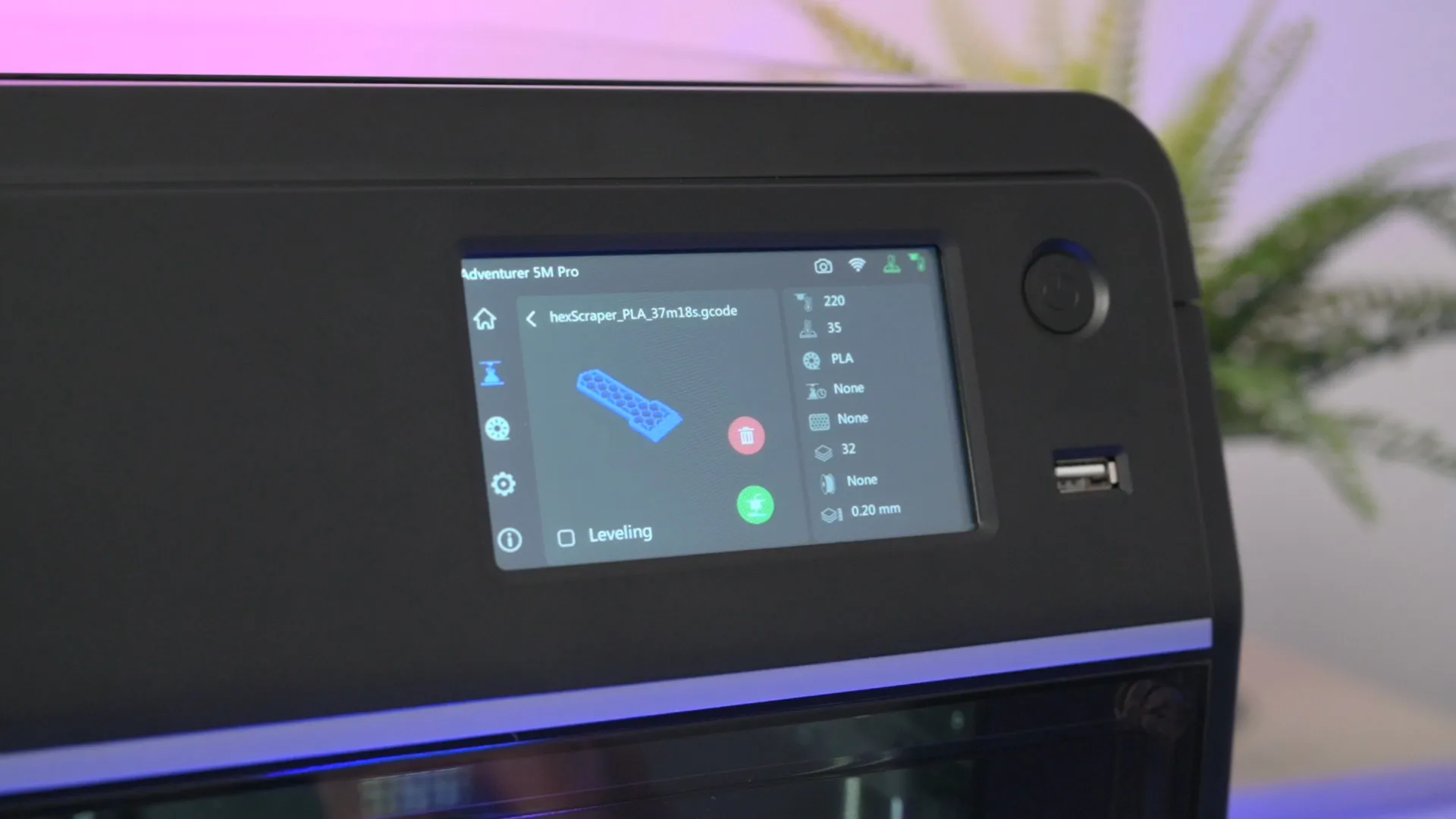 Настройки сети на экране AD5M Pro